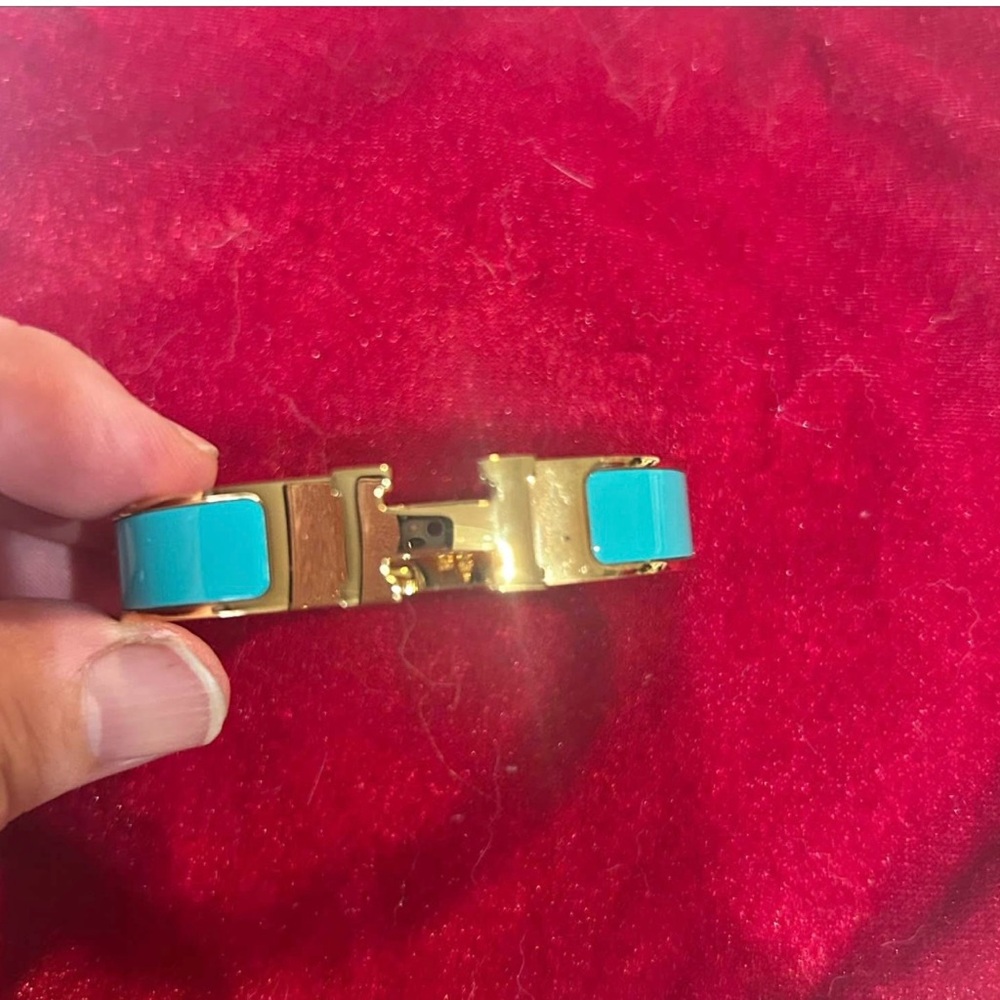 Hermes Gold Bracelet with Turquoise Accents